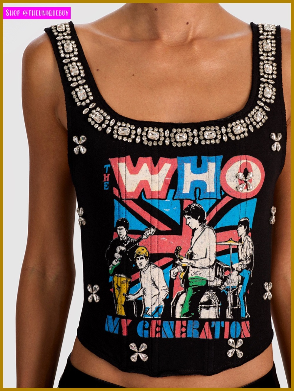 Alice + Olivia Breslin Band Tee Corset Tank Top